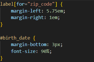 Code snippet of CSS code for subscribe form