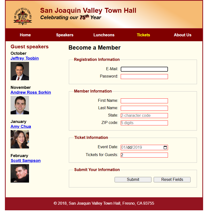 Screenshot of HTML account registration user interface