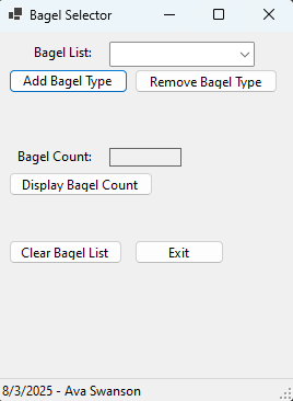 Bagel Selector user interface screenshot